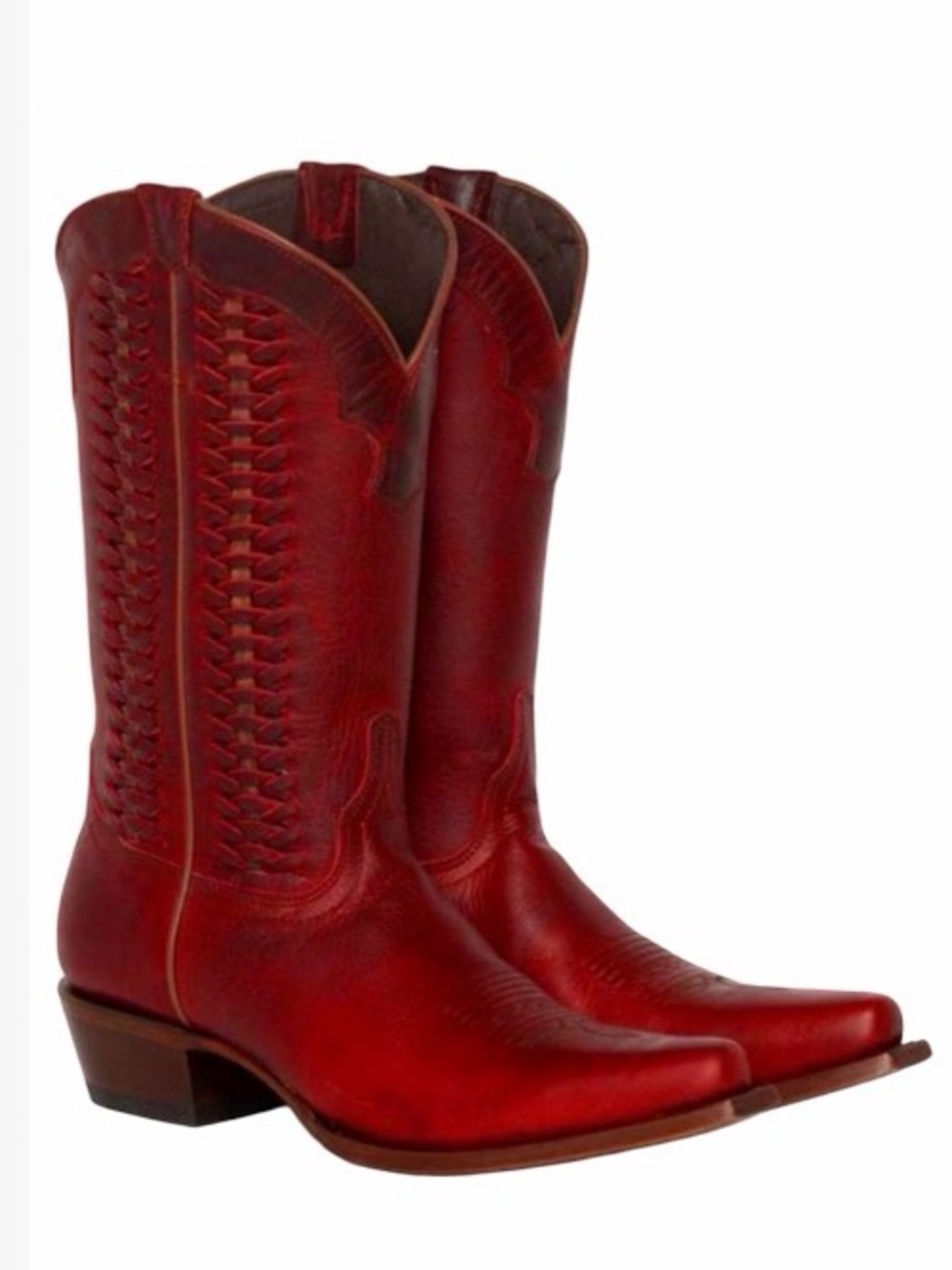 shyanne dark red leather woven western cowboy boots snip toe women’s size 8.5 - Picture 5 of 16